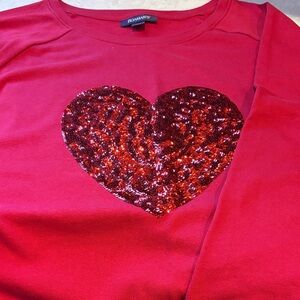 Women’s red sweatshirt with sequin heart